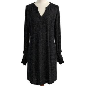 Cabi PJ Dress 3829 Gray Marled Knit V Neck Long Sleeve Shift Size S